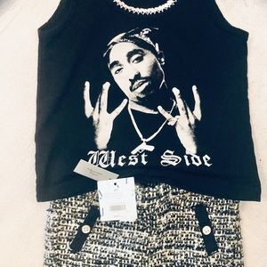 Jaine N Jack Tweed Shorts with Custom Tupac T
